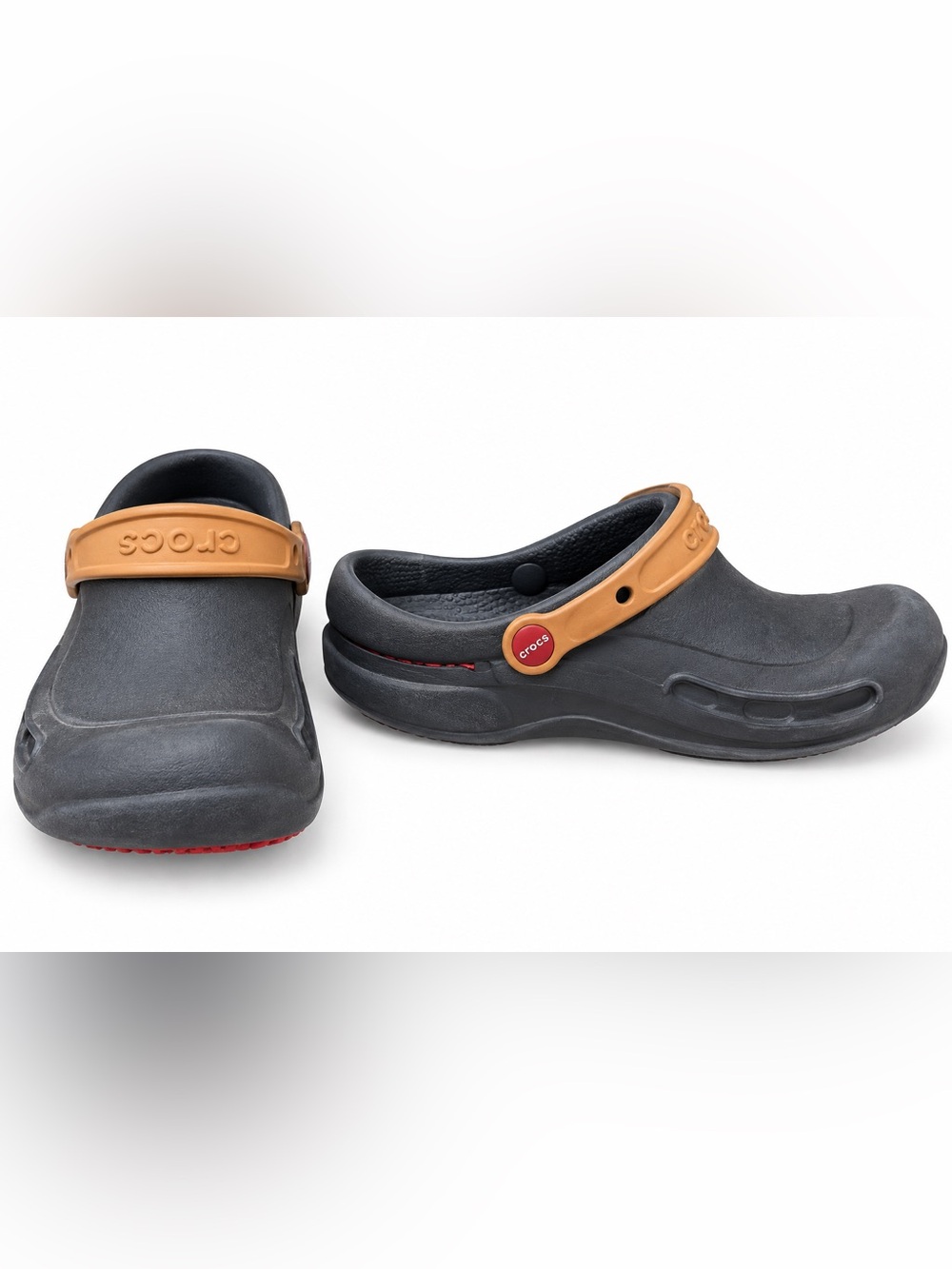 Crocs Bistro Black body with a tan strap - Picture 1 of 8